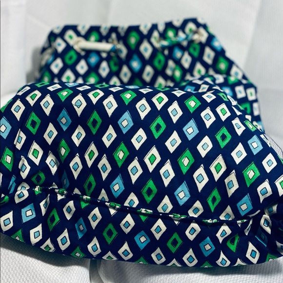 Vera Bradley Drawstring Backpack Blue White Green - Picture 16 of 16